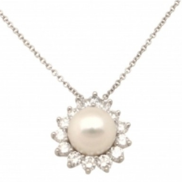 Tiffany & Co. Diamond and Pearl Platinum Pendant a - Picture 3 of 3
